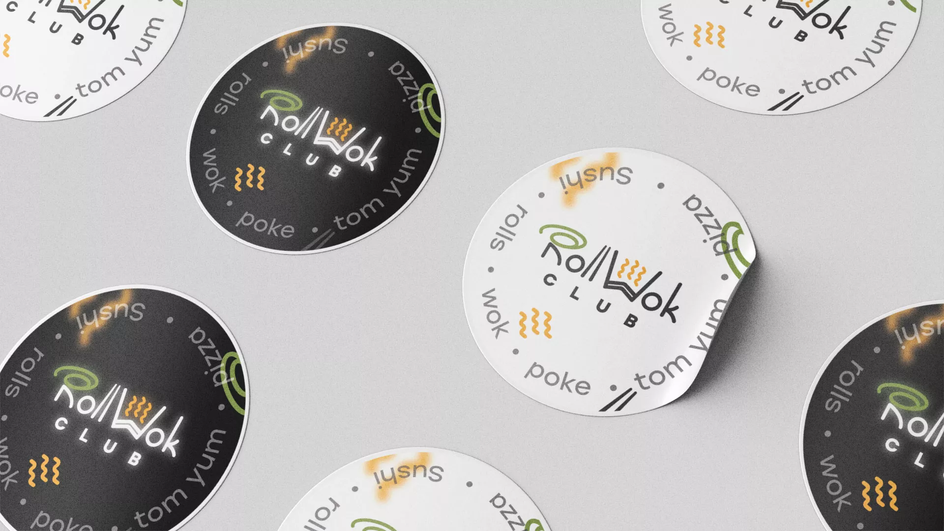 Разработка наклеек для суши-бара «Roll Wok Club» в Калаче
