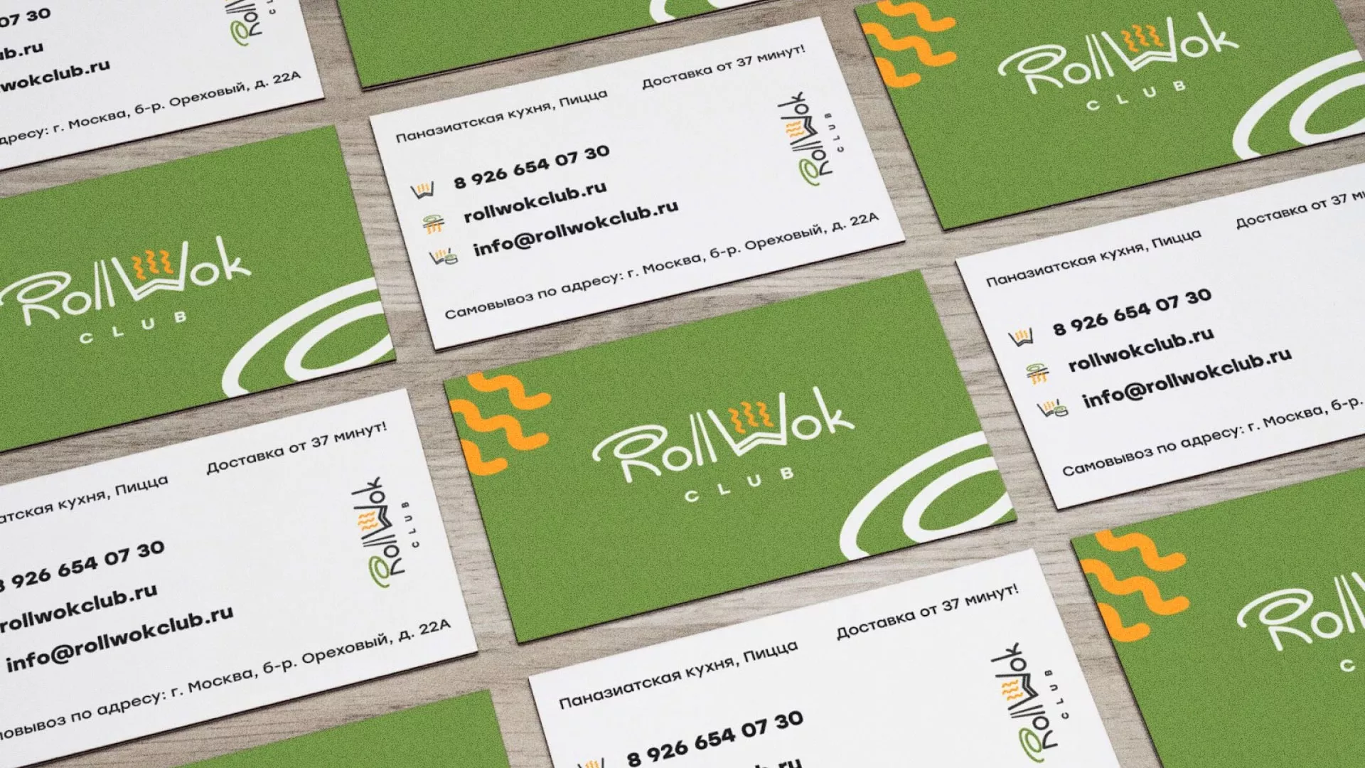Разработка дизайна визиток суши-бара «Roll Wok Club» в Калаче
